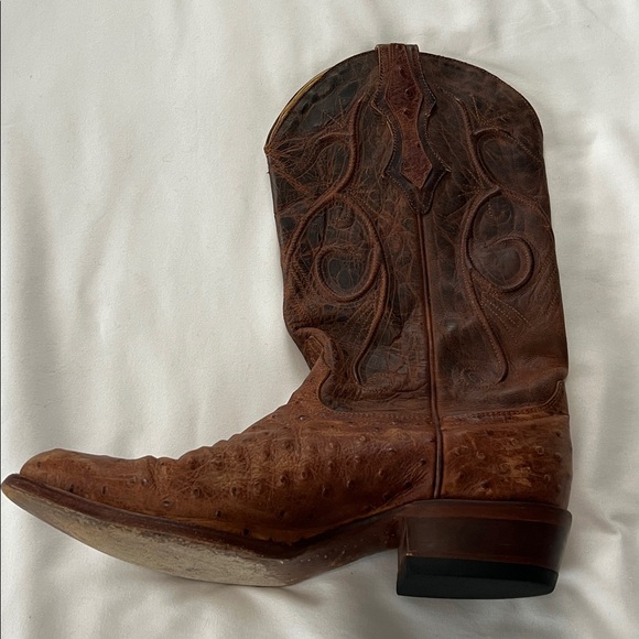 Cavender’s Ostrich Print Round Toe Cowboy Boots - Picture 13 of 16